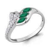 Серьги из серебра с агатами и фианитами