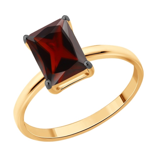 Кольцо из серебра с позолотой и гранатом