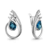 Серьги из серебра с топазами London и фианитами