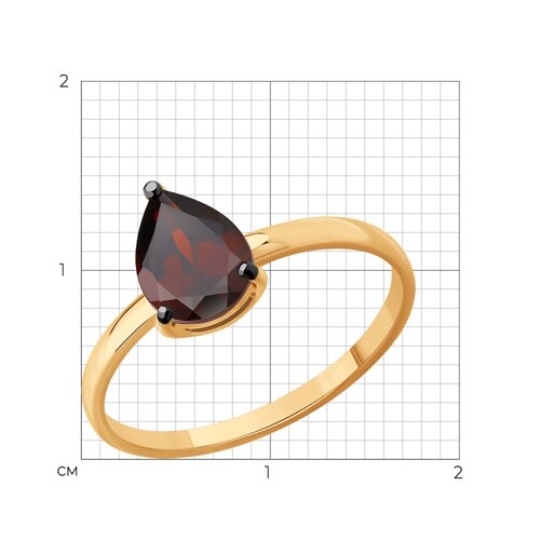 Кольцо из серебра с позолотой и гранатом