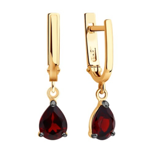 Серьги из серебра с гранатами и фианитами