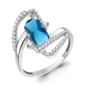 Кольцо из серебра с ювелирным кристаллом и фианитами