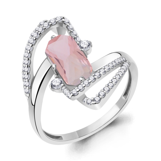 Кольцо из серебра с ювелирным кристаллом и фианитами