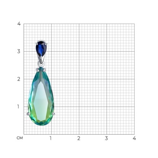 Подвеска из серебра с ситаллом и фианитом