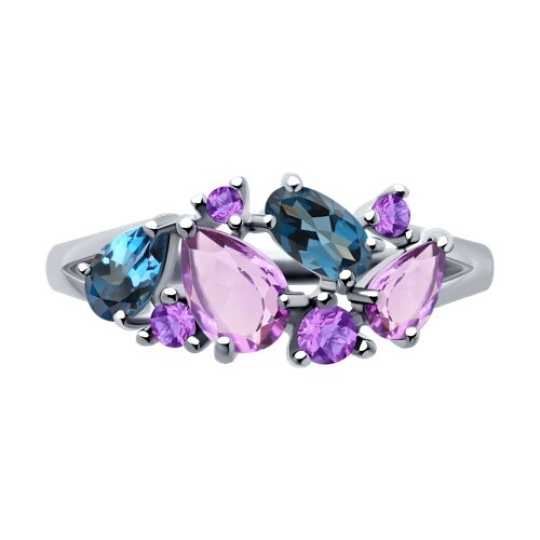 Кольцо из серебра с миксом камней