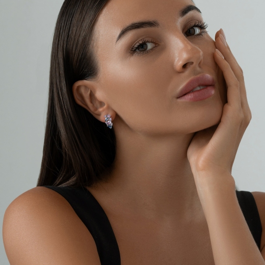 Серьги из серебра с миксом камней