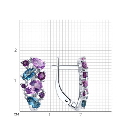 Серьги из серебра с миксом камней
