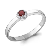 Кольцо из серебра с гранатом и фианитами