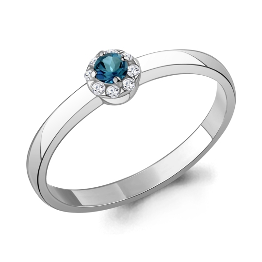 Кольцо из серебра с топазом London и фианитами