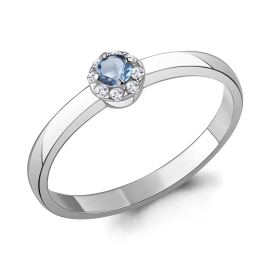 Кольцо из серебра с топазом Swiss и фианитами