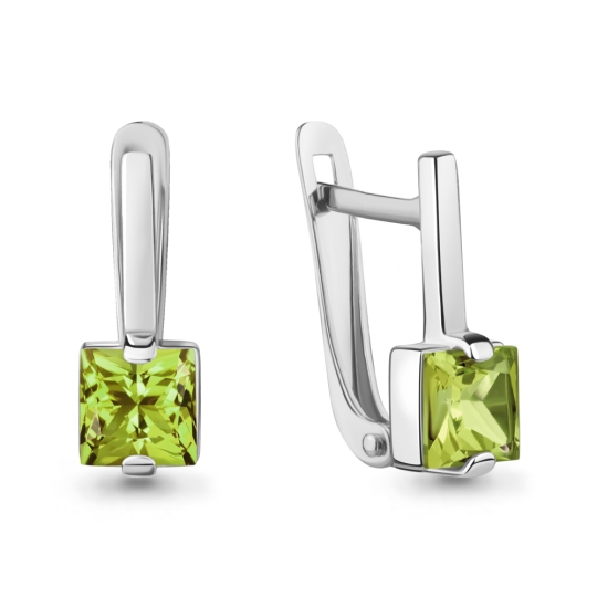 Серьги из серебра с хризолитами