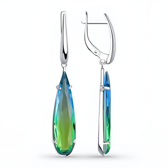 Серьги из серебра с ювелирными кристаллами