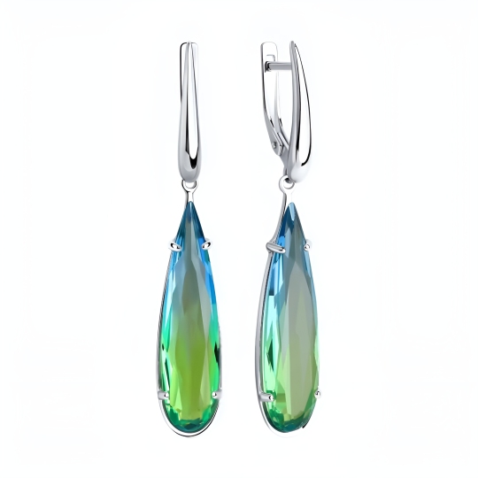 Серьги из серебра с ювелирными кристаллами