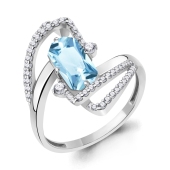 Кольцо из серебра с топазом и фианитами