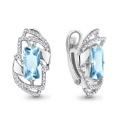 Серьги из серебра с топазами и фианитами