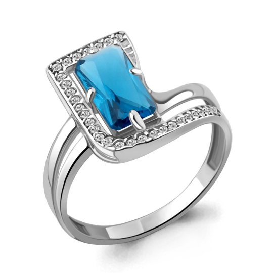 Кольцо из серебра с ювелирным кристаллом и фианитами