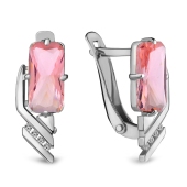 Серьги из серебра с ювелирными кристаллами и фианитами