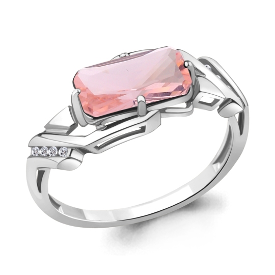 Кольцо из серебра с ювелирным кристаллом и фианитами