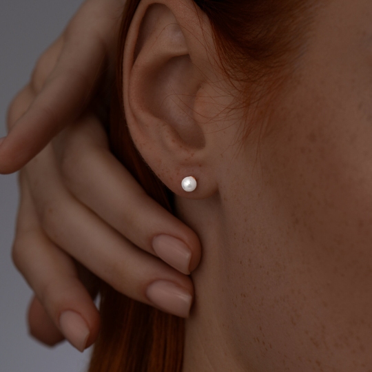 Серьги из серебра с позолотой и жемчугом