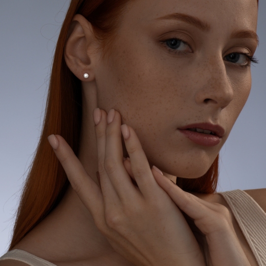 Серьги из серебра с позолотой и жемчугом