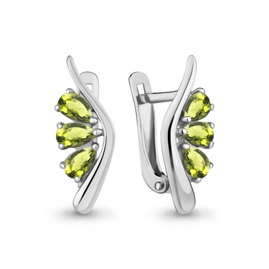 Серьги из серебра с хризолитами