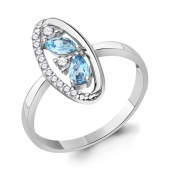 Кольцо из серебра с топазами Swiss и фианитами