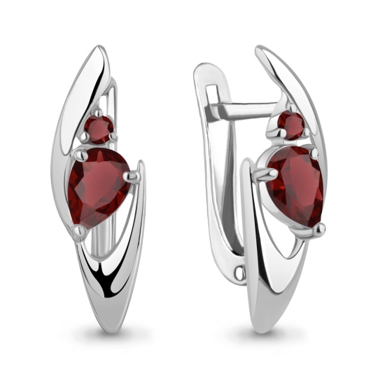Серьги из серебра с гранатами