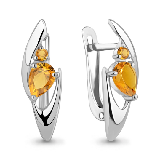 Серьги из серебра с цитринами