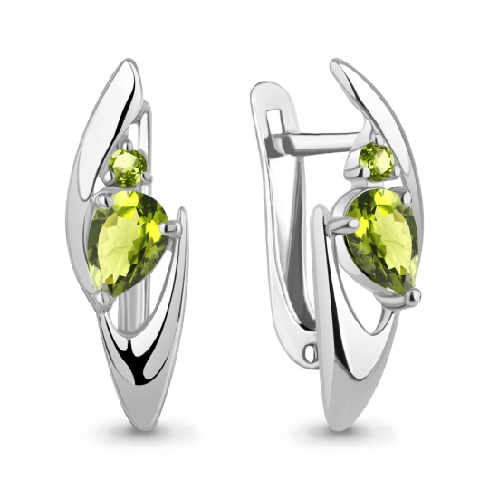 Серьги из серебра с хризолитами