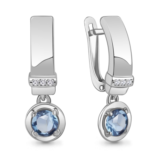 Серьги из серебра с топазами Swiss и фианитами