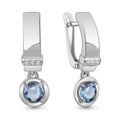 Серьги из серебра с топазами Swiss и фианитами