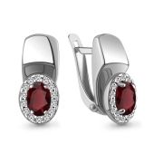 Серьги из серебра с гранатами и фианитами