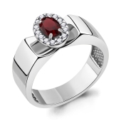 Кольцо из серебра с гранатом и фианитами