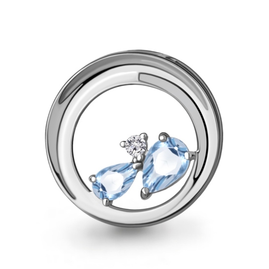 Подвеска из серебра с топазами Swiss и фианитом