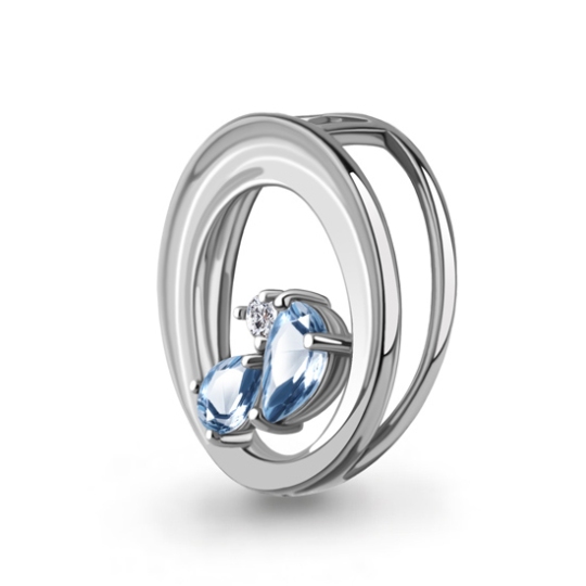 Подвеска из серебра с топазами Swiss и фианитом