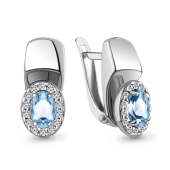 Серьги из серебра с топазами Swiss и фианитами