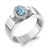 Кольцо из серебра с топазом Swiss и фианитами