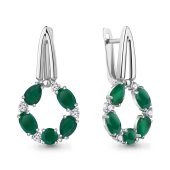 Серьги из серебра с агатами и фианитами