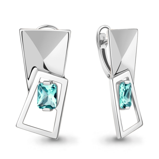 Серьги из серебра с ювелирными кристаллами