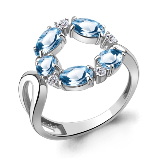 Кольцо из серебра с топазами Swiss и фианитами