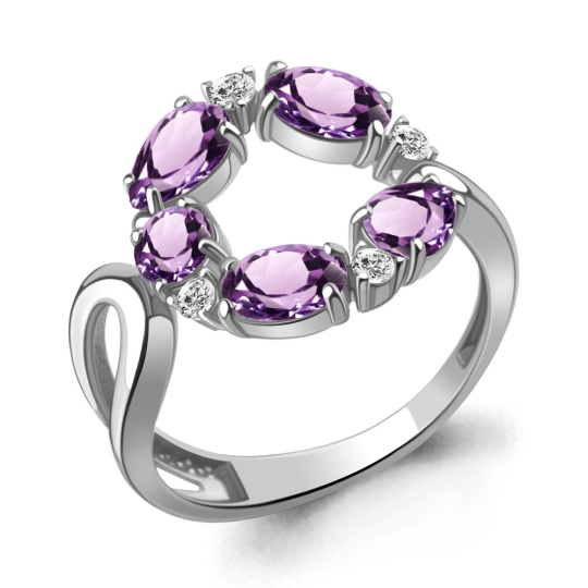 Кольцо из серебра с аметистами