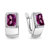 Серьги из серебра с ювелирными кристаллами и фианитами