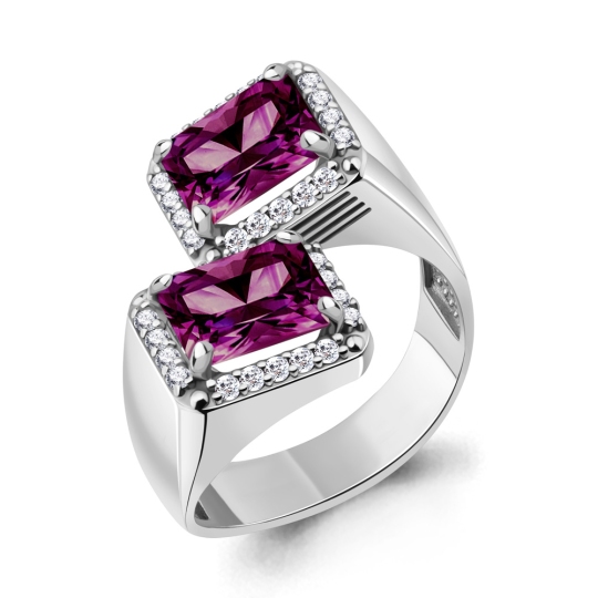 Кольцо из серебра с ювелирными кристаллами и фианитами