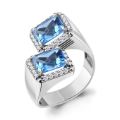 Кольцо из серебра с ювелирными кристаллами и фианитами