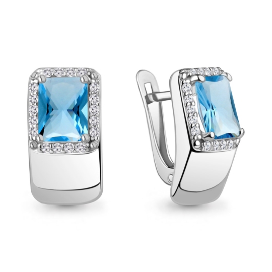 Серьги из серебра с ювелирными кристаллами и фианитами