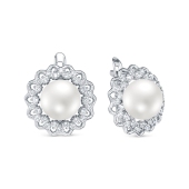 Серьги из серебра с жемчугом и фианитами