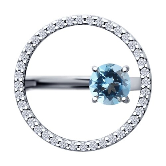 Кольцо из серебра с топазом и фианитами