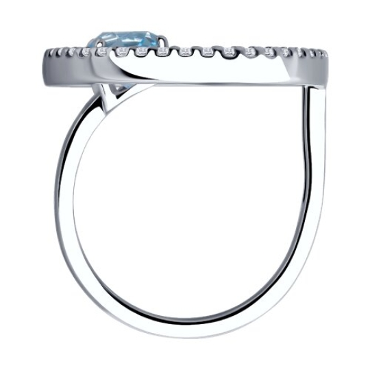 Кольцо из серебра с топазом и фианитами