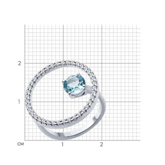 Кольцо из серебра с топазом и фианитами