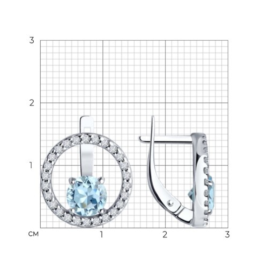 Серьги из серебра с топазами и фианитами